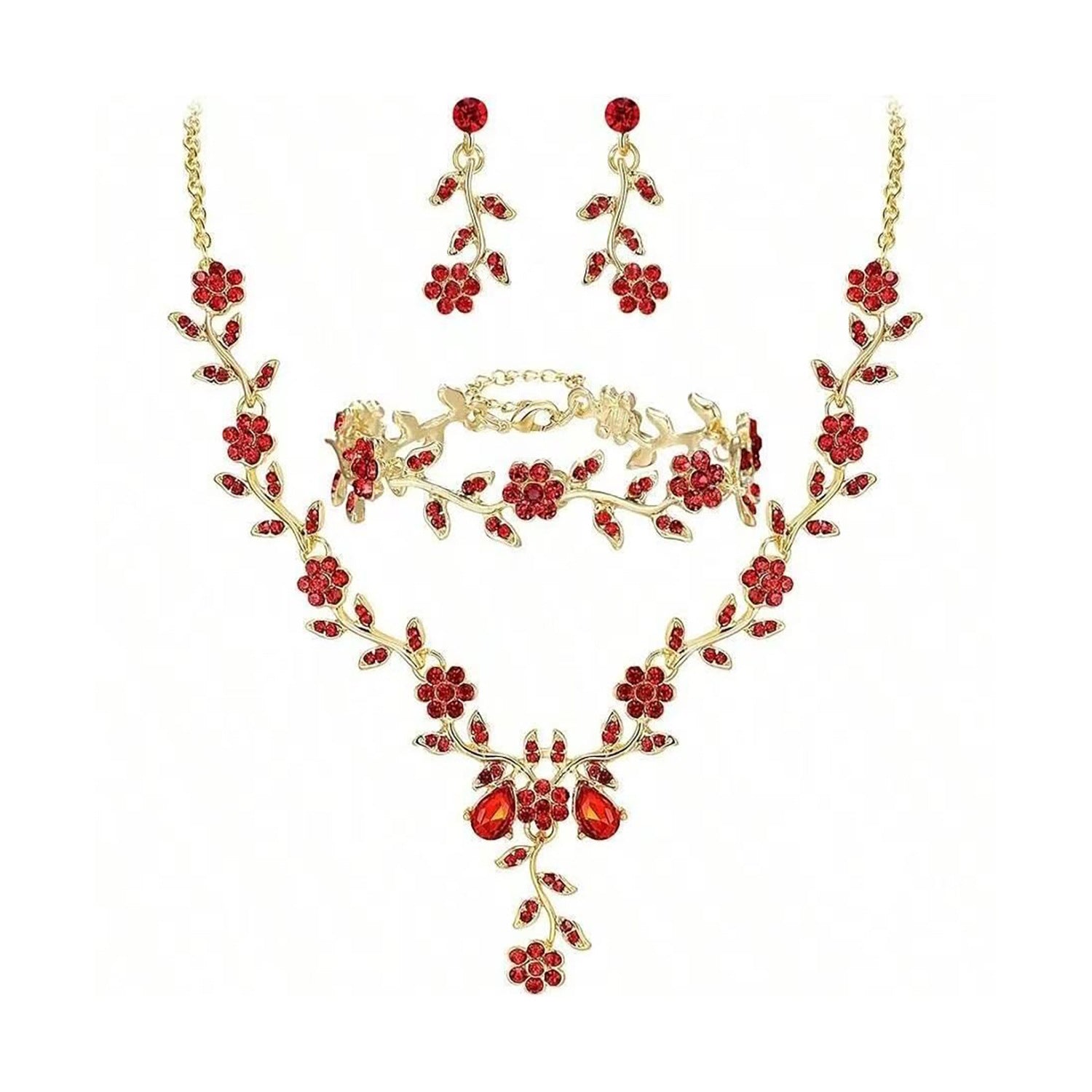 Rhinestone Necklace and Earrings Set