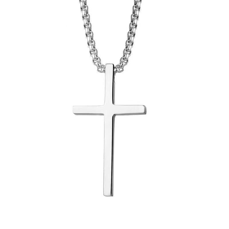Glossy Cross Pendant Necklace Men Fashion Hip Hop Accessory