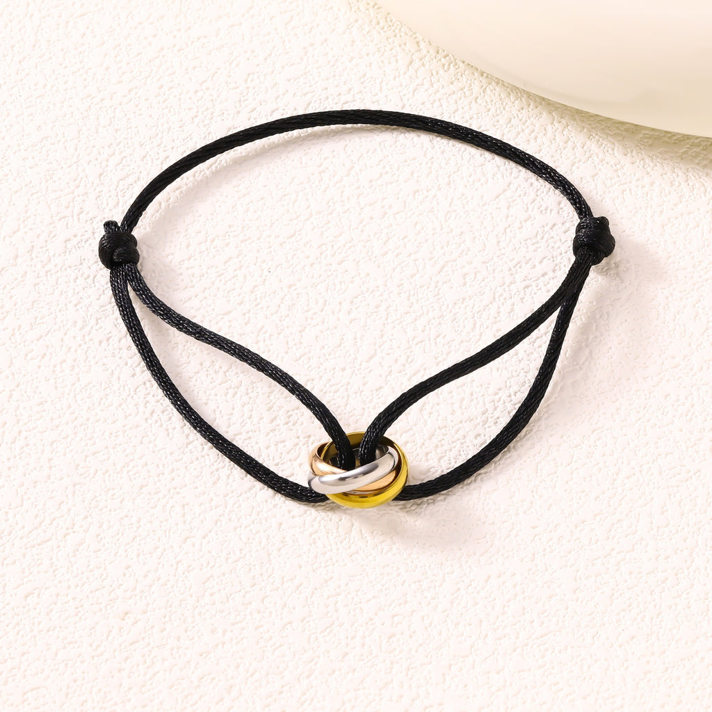 Adjustable Three Ring Woven Bracelet