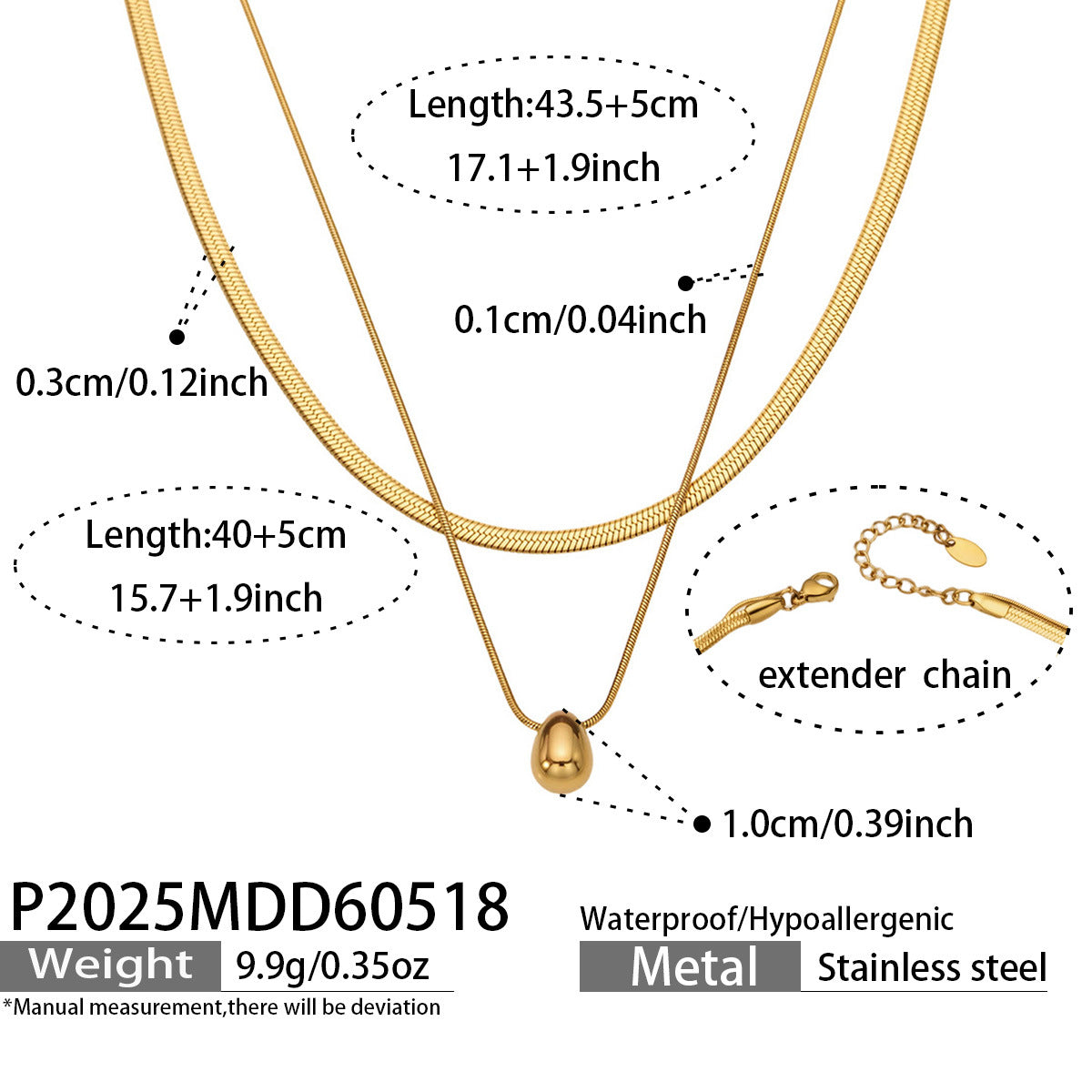 Gold Plated Water Drop Pendant Necklace