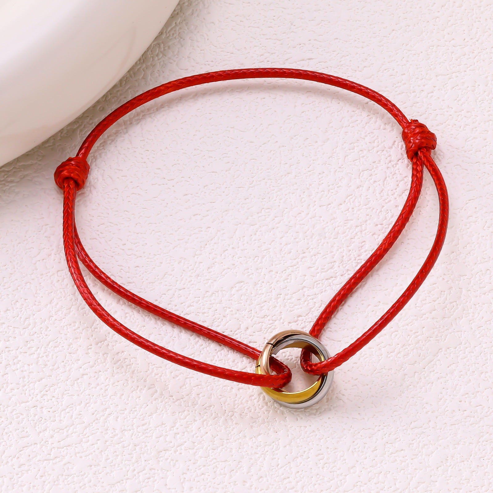 Adjustable Three Ring Woven Bracelet