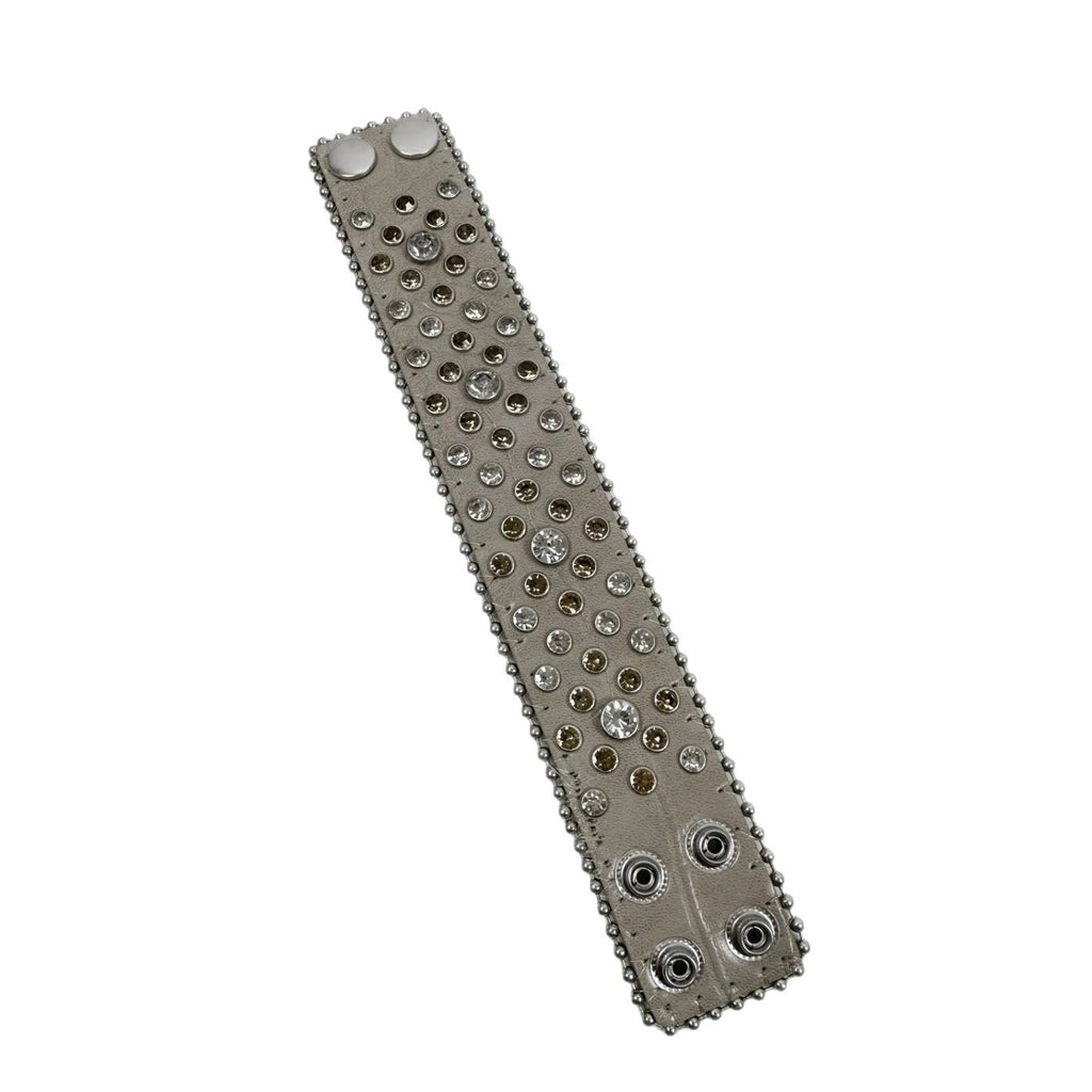 Punk Rhinestone Snap Leather Bracelet