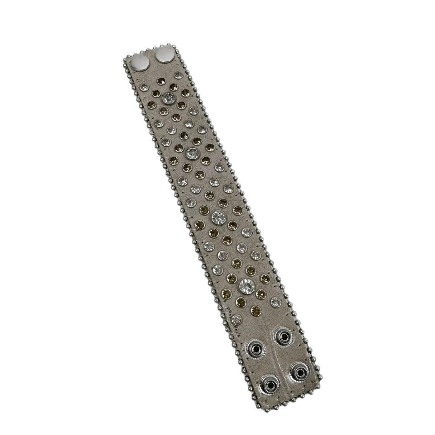 Punk Rhinestone Snap Leather Bracelet