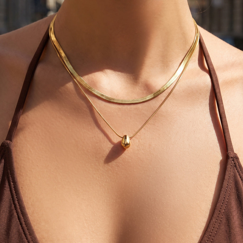 Gold Plated Water Drop Pendant Necklace