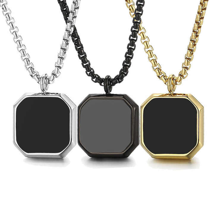 Geometric Epoxy Coated Stainless Steel Necklace