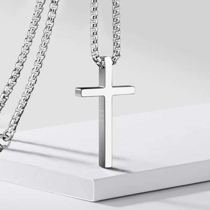 Titanium Steel Cross Pendant Necklace