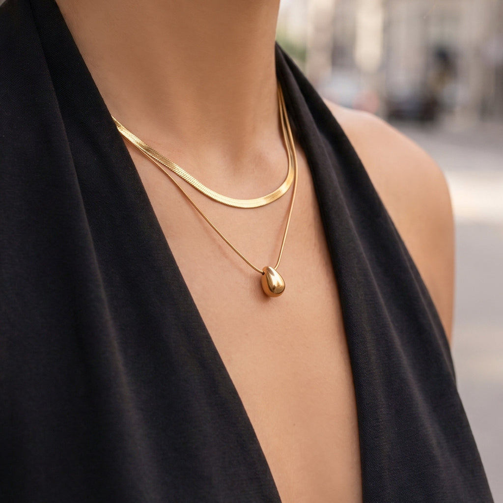 Gold Plated Water Drop Pendant Necklace