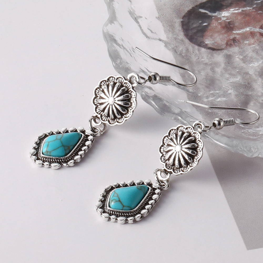 Vintage oval turquoise teardrop earrings