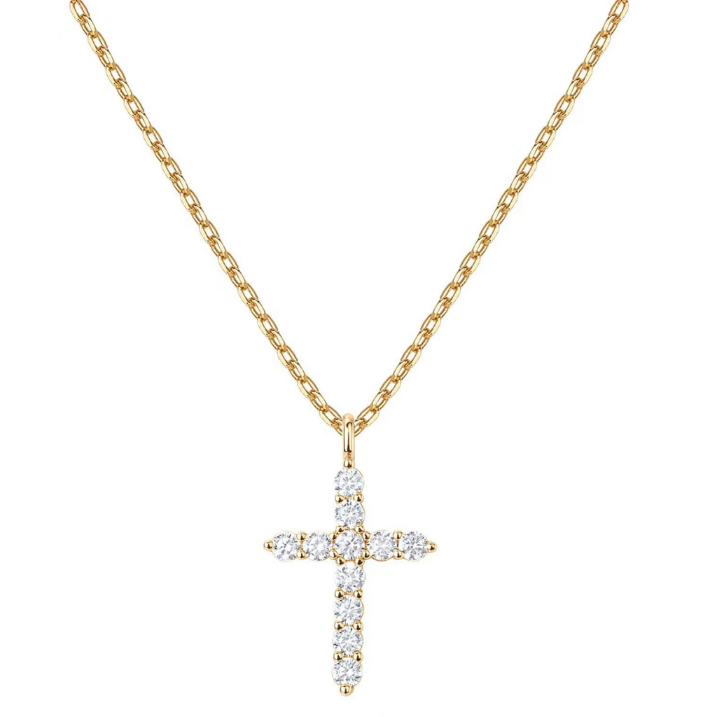 Women's Rotating Cross Crown Pendant Necklace