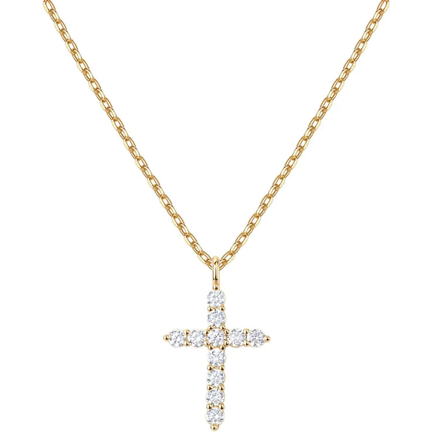 Women's Rotating Cross Crown Pendant Necklace