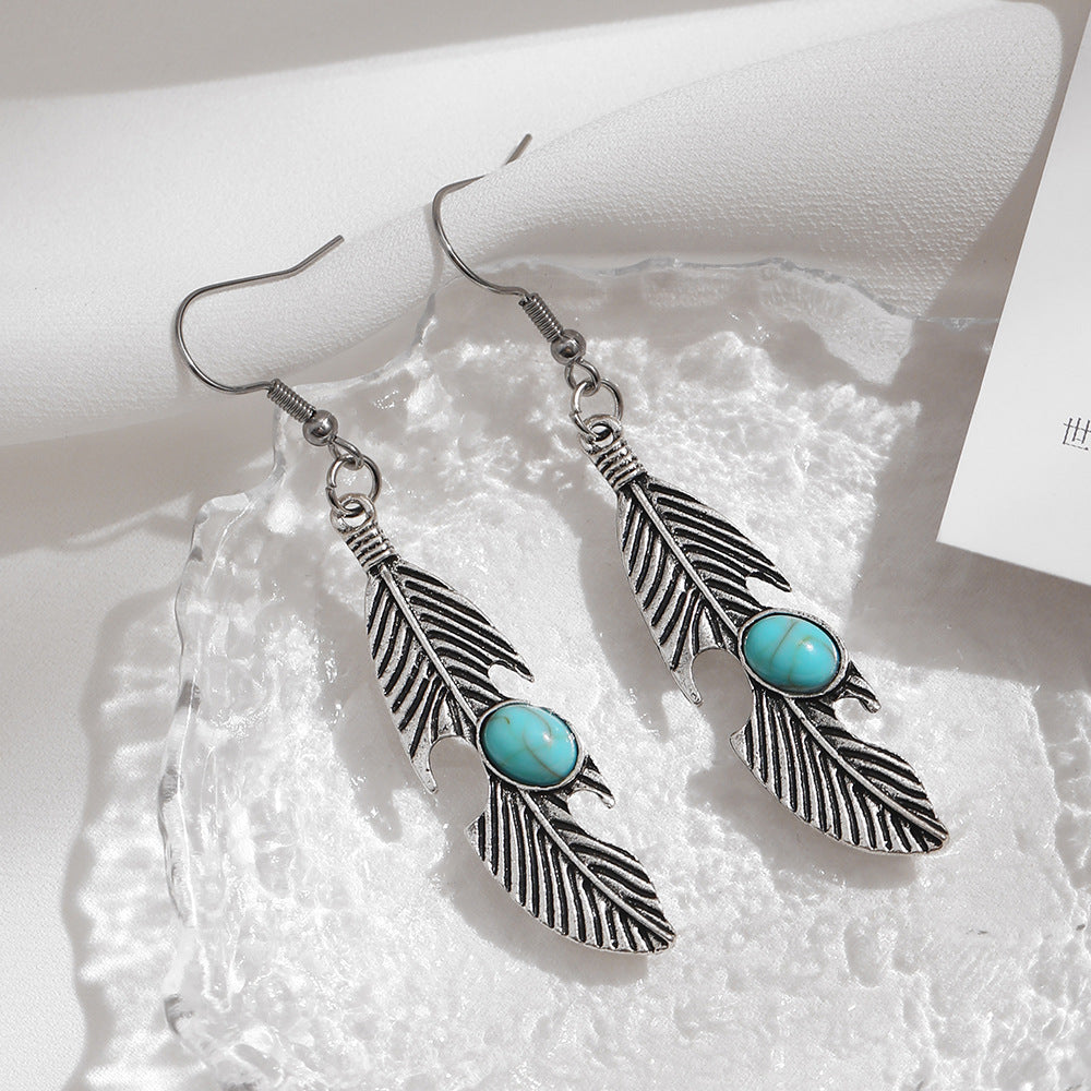 Vintage oval turquoise teardrop earrings