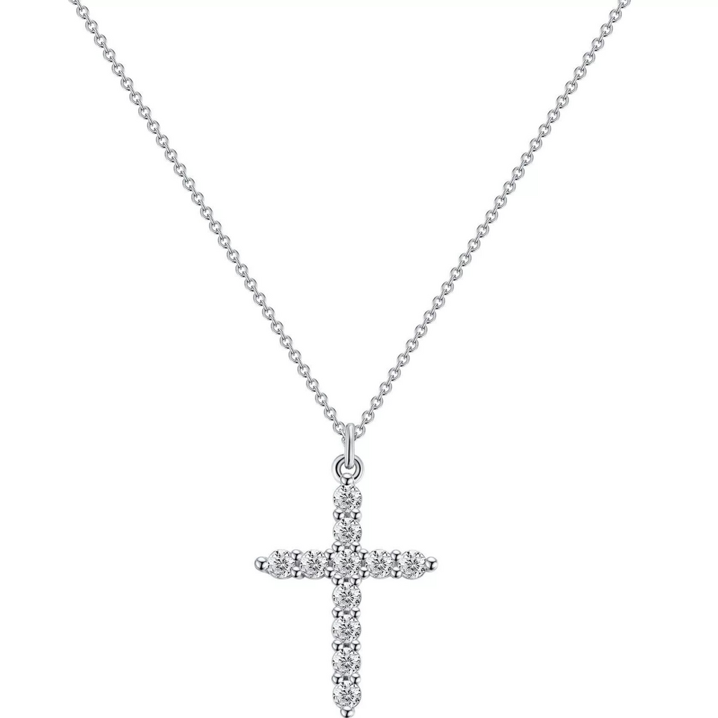 Women's Rotating Cross Crown Pendant Necklace