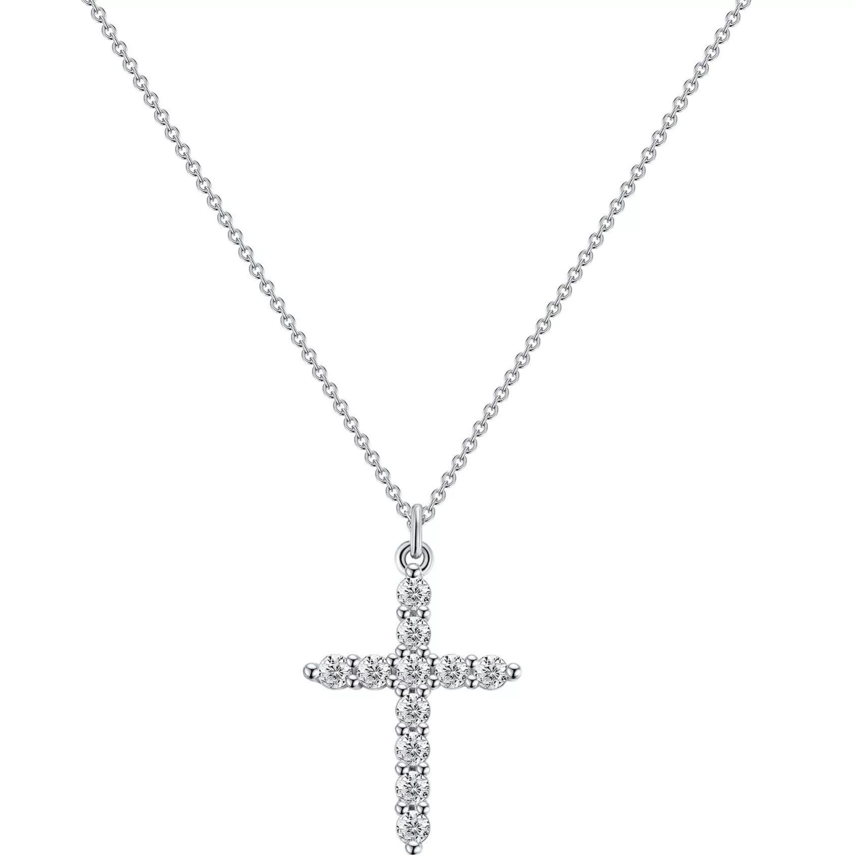 Women's Rotating Cross Crown Pendant Necklace