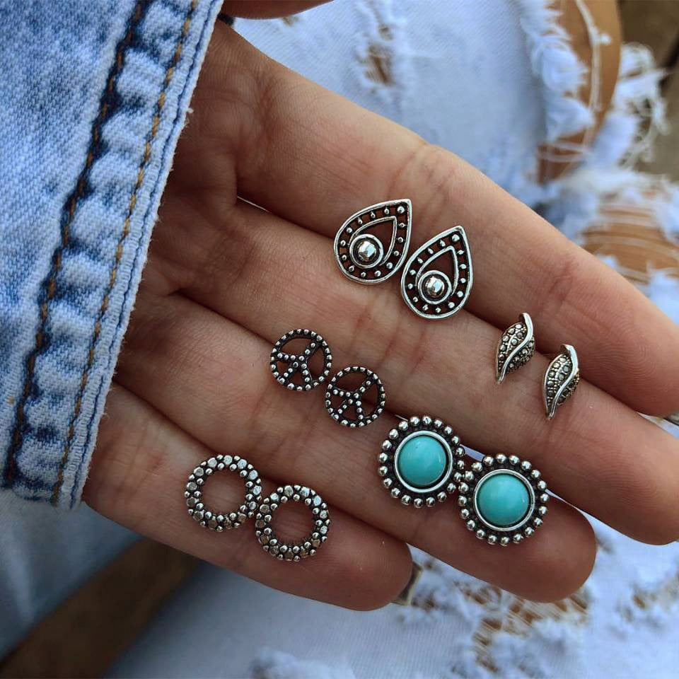 Vintage oval turquoise teardrop earrings