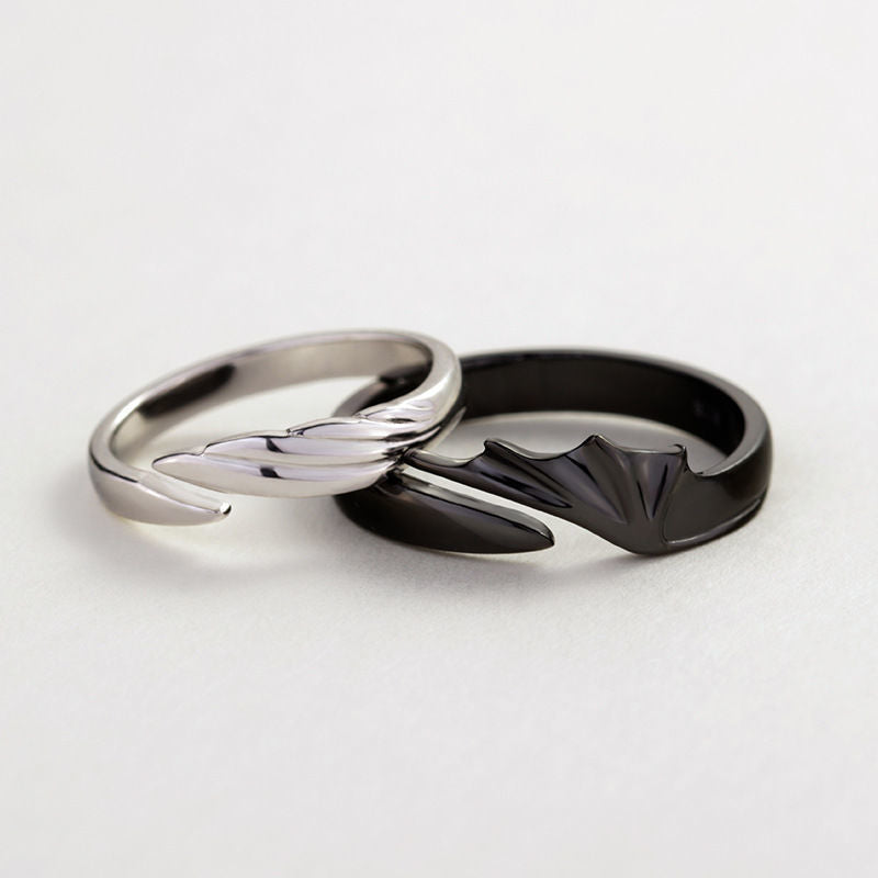 Devil Angel Couple Open Ring Set