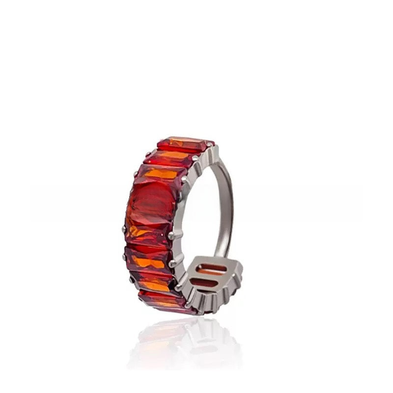 Titanium Alloy Rainbow Zircon Body Piercing Ring