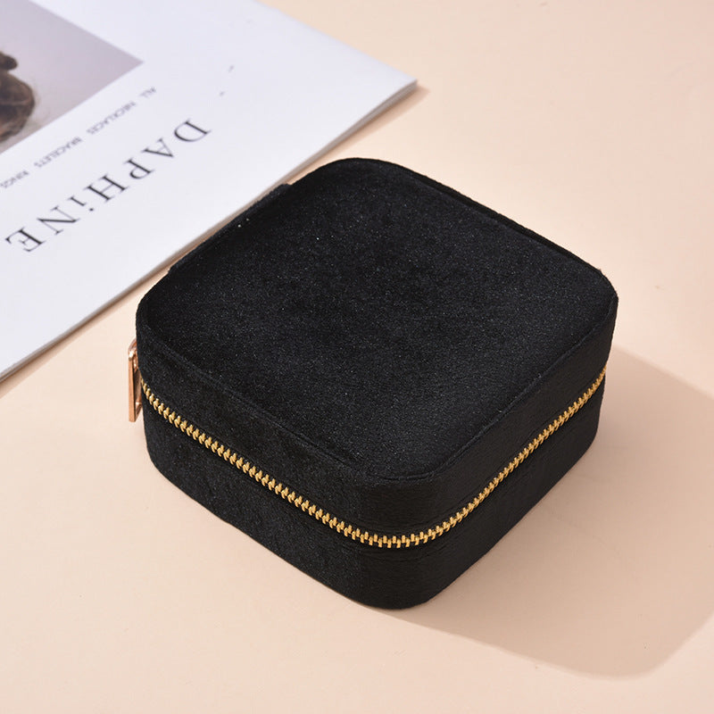 Velvet Jewelry Storage Box with Mirror