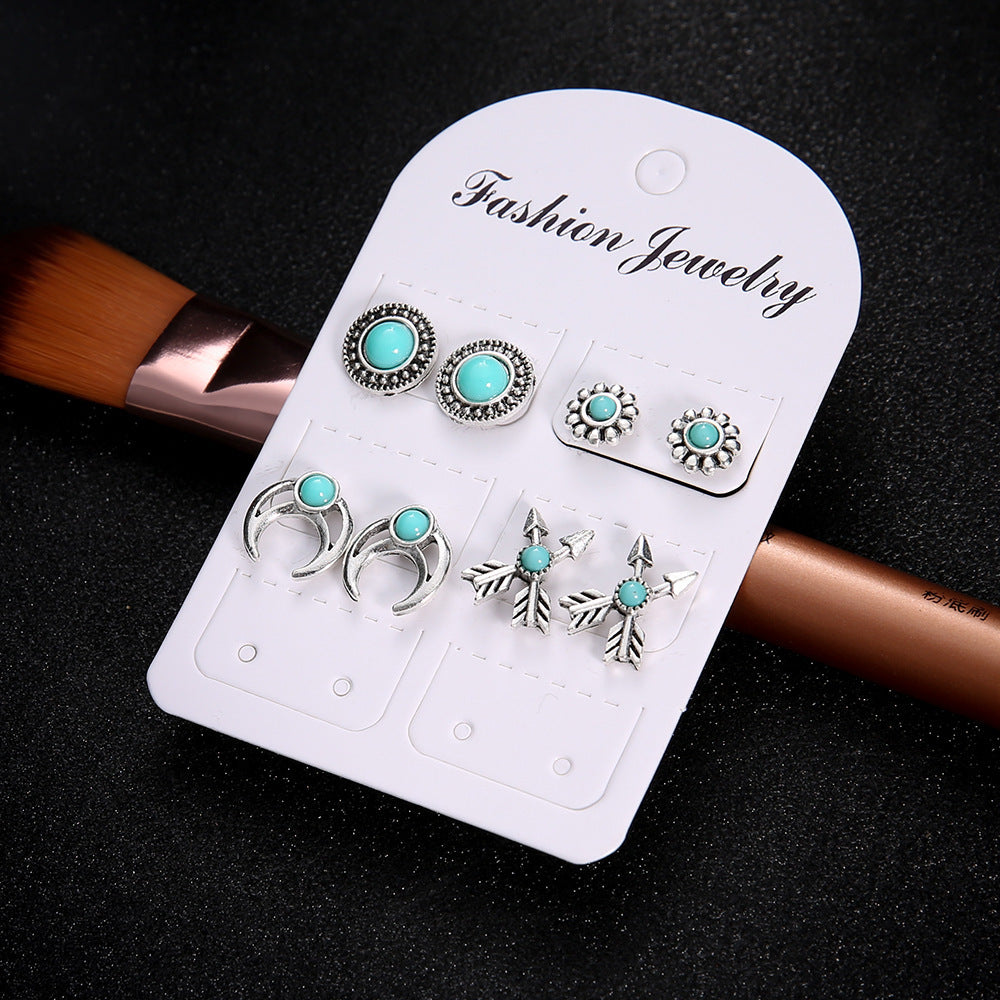 Vintage oval turquoise teardrop earrings