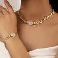 French Retro Fashion Commuter Diamond Love Bracelet Necklace suit