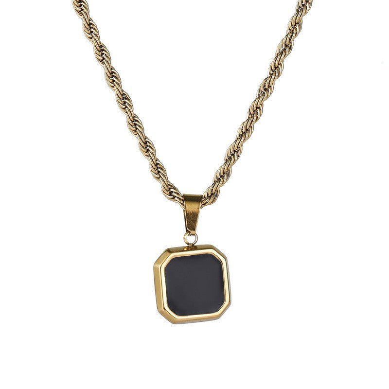 Geometric Epoxy Coated Stainless Steel Necklace