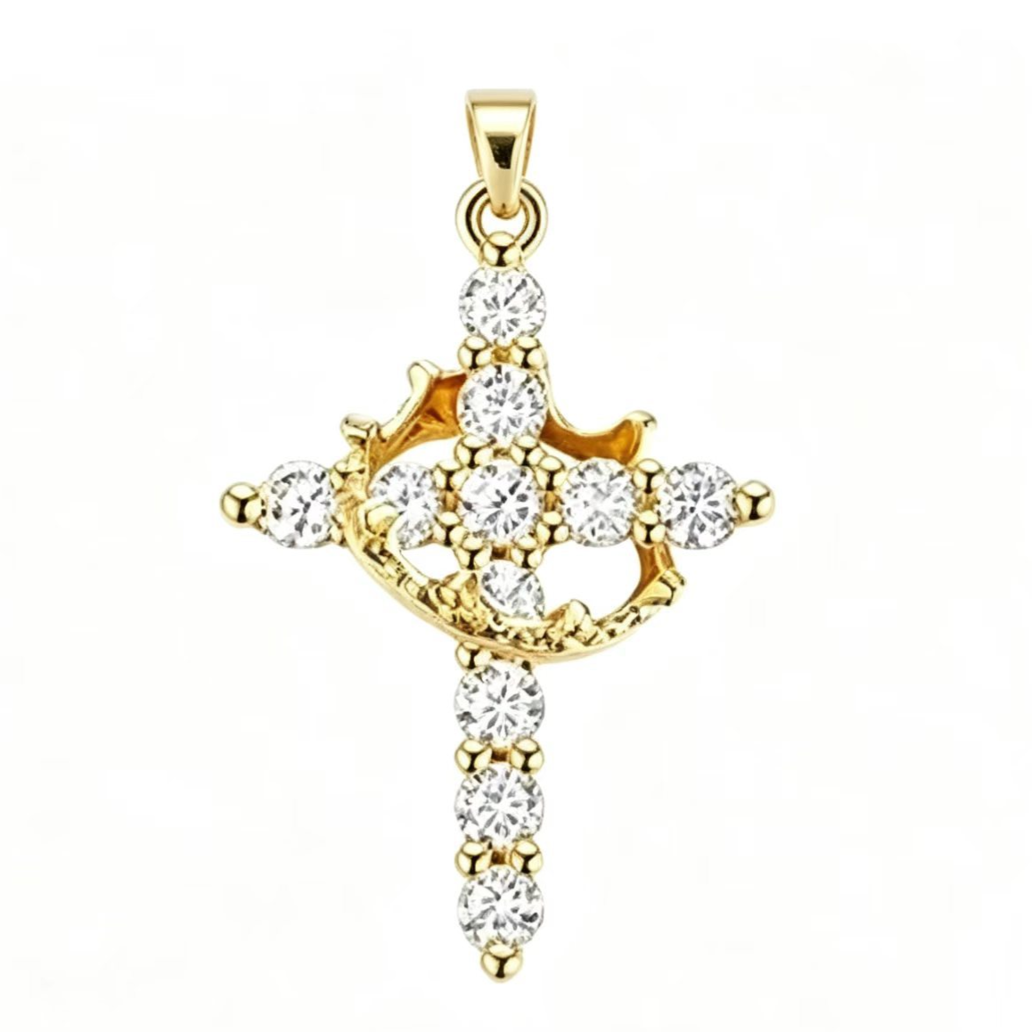 Women's Rotating Cross Crown Pendant Necklace