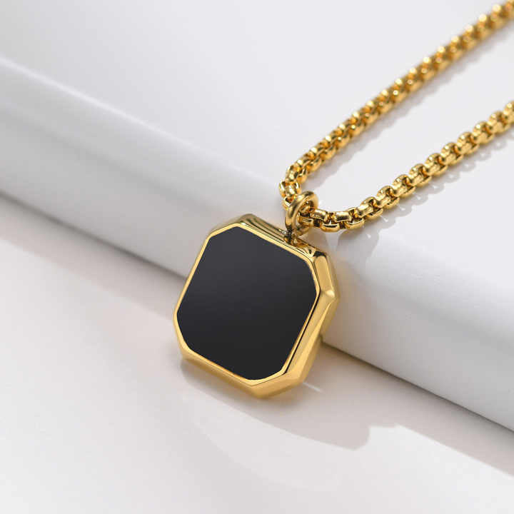Geometric Epoxy Coated Stainless Steel Necklace