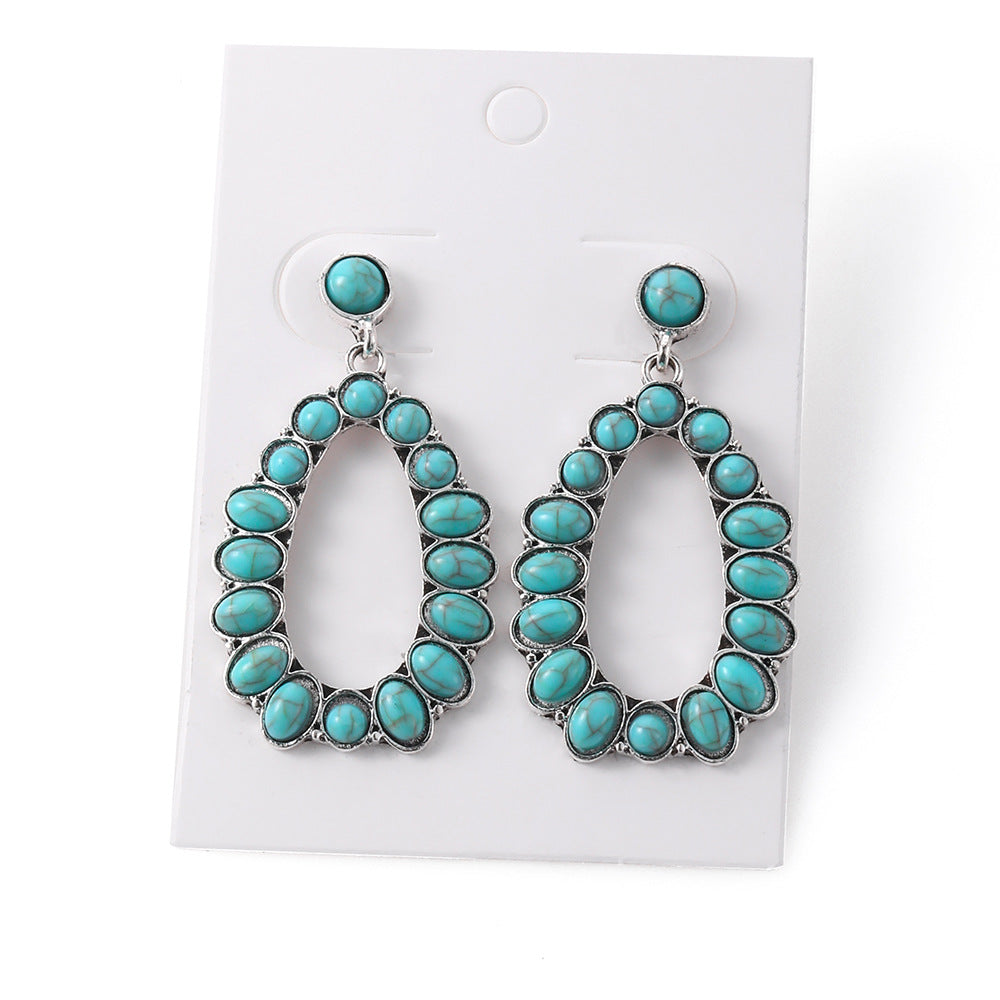 Vintage oval turquoise teardrop earrings