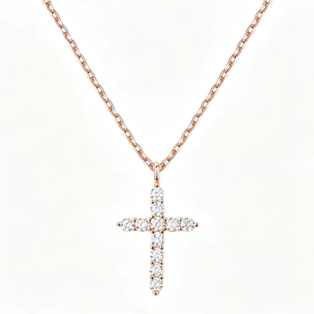 Women's Rotating Cross Crown Pendant Necklace