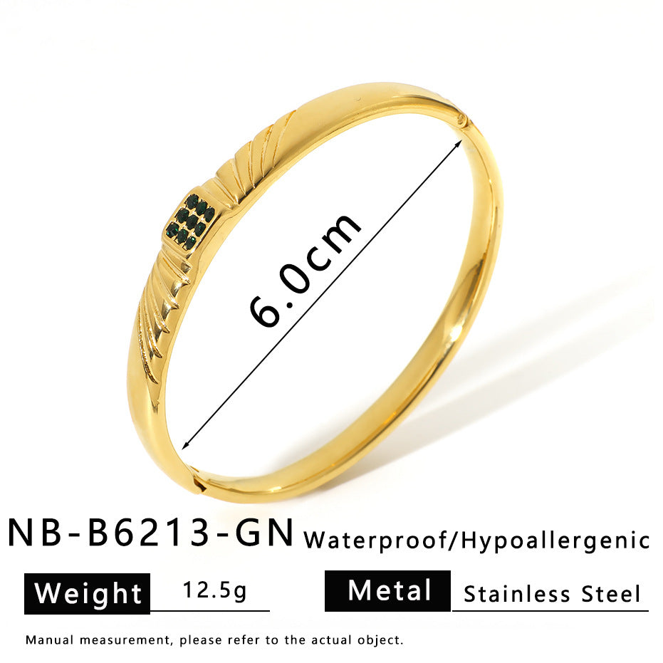 Stainless Steel Diamond-encrusted Simple Bracelet