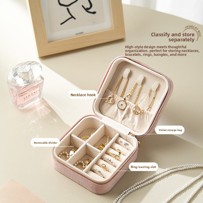 Velvet Jewelry Storage Box with Mirror