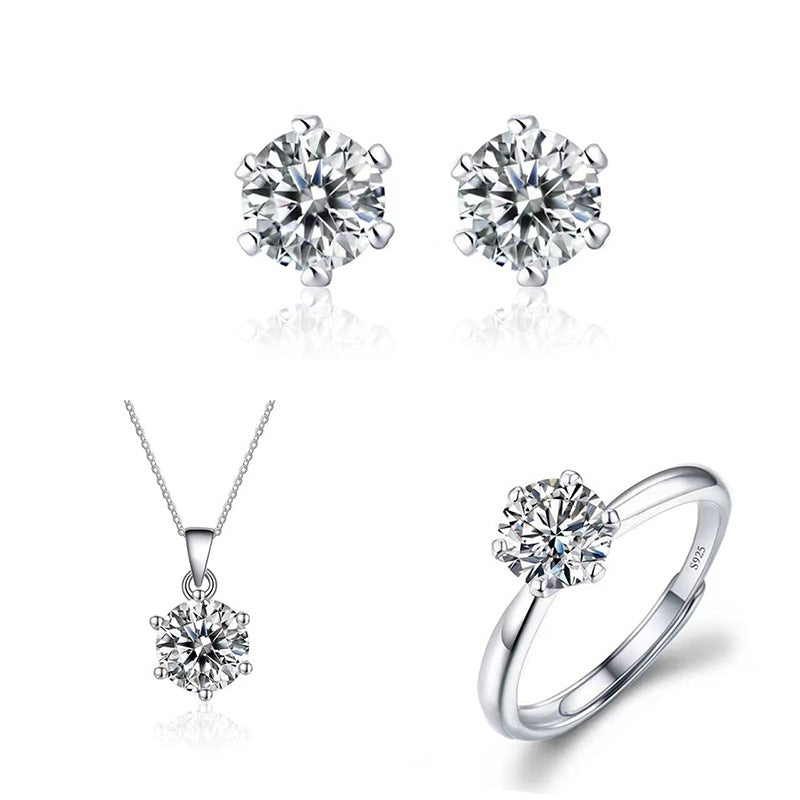 Imitation Moissanite Three-Piece Jewelry Set