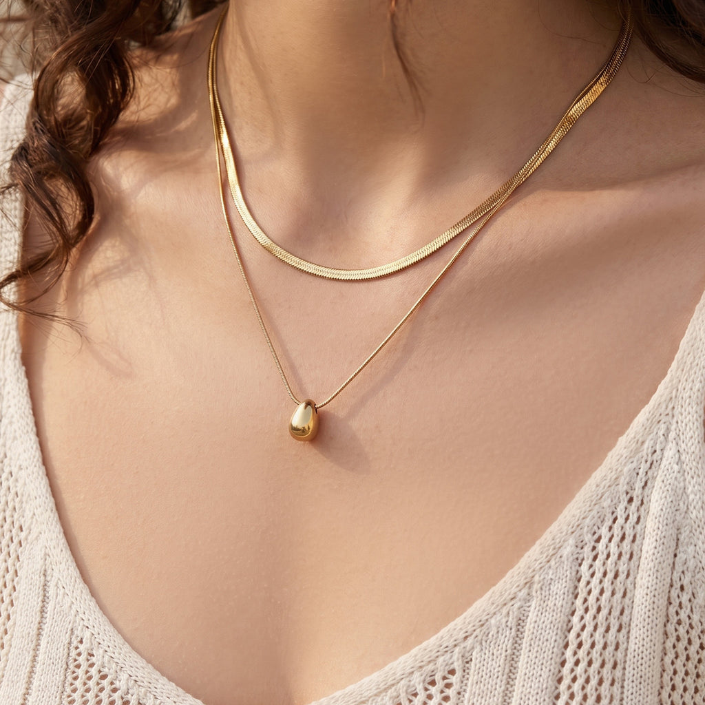 Gold Plated Water Drop Pendant Necklace
