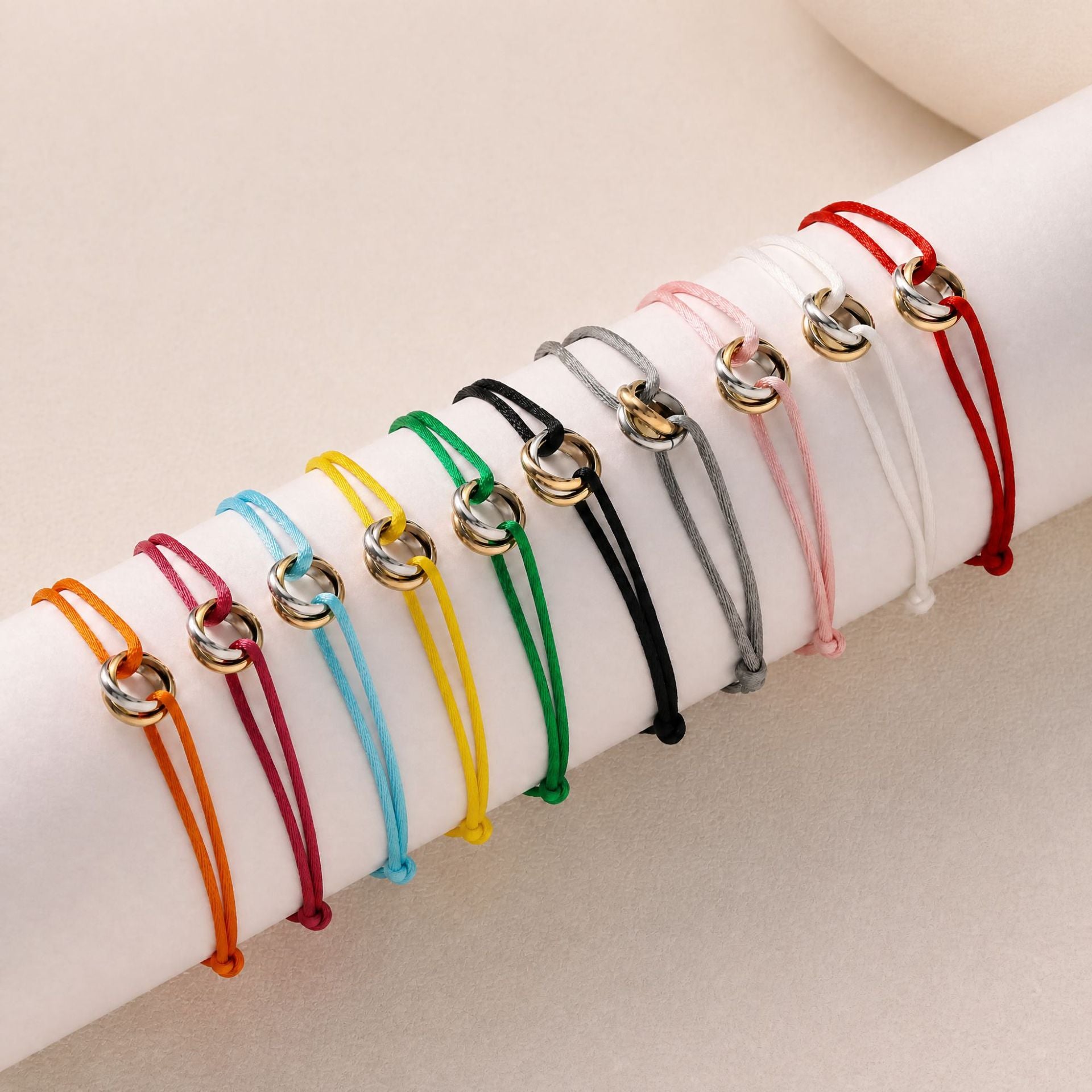Adjustable Three Ring Woven Bracelet