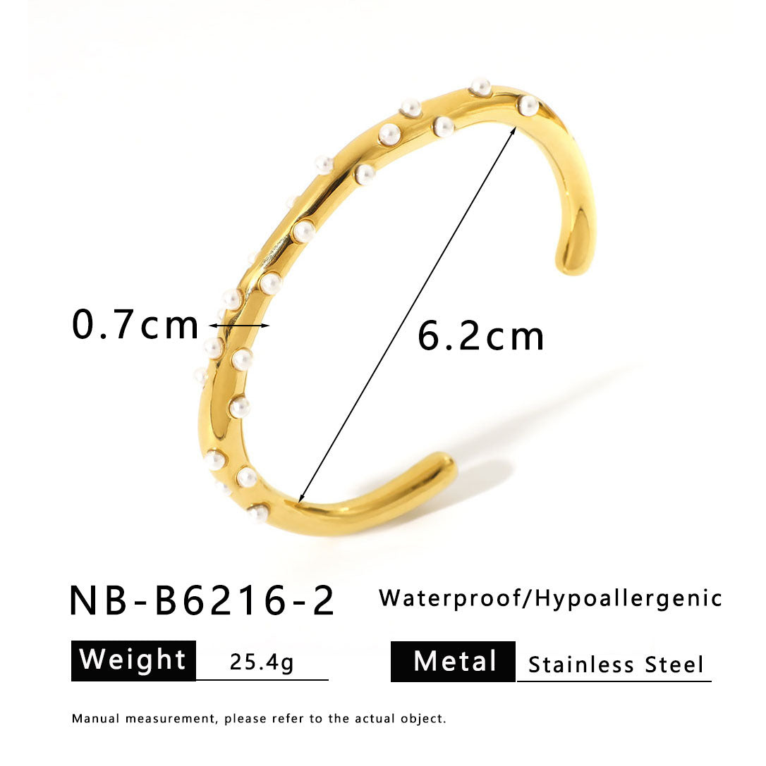 Stainless Steel Diamond-encrusted Simple Bracelet