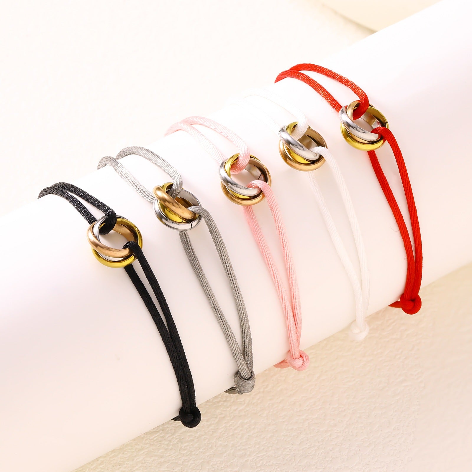 Adjustable Three Ring Woven Bracelet