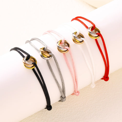 Adjustable Three Ring Woven Bracelet