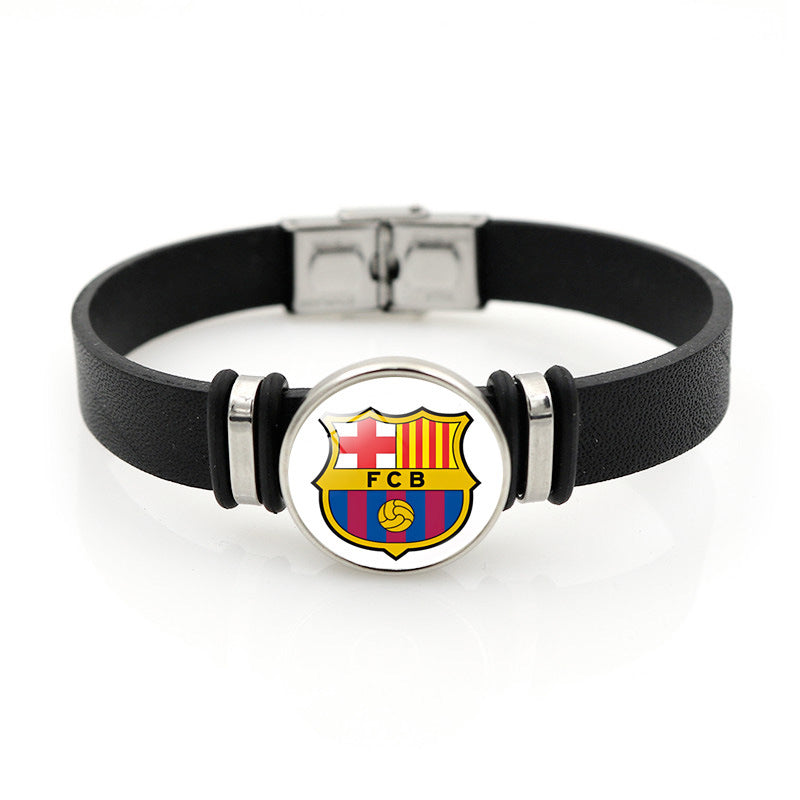 Football Club Snap Bracelet with Crystal Design