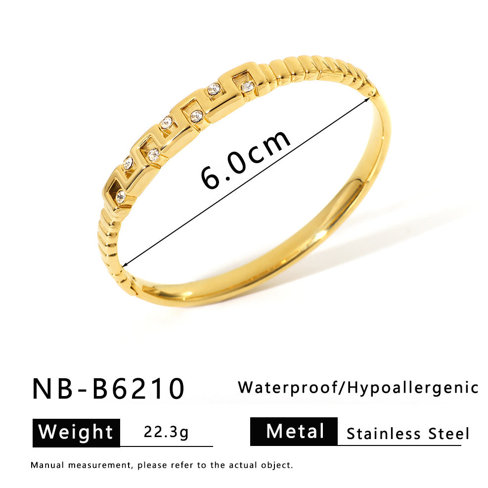 Stainless Steel Diamond-encrusted Simple Bracelet