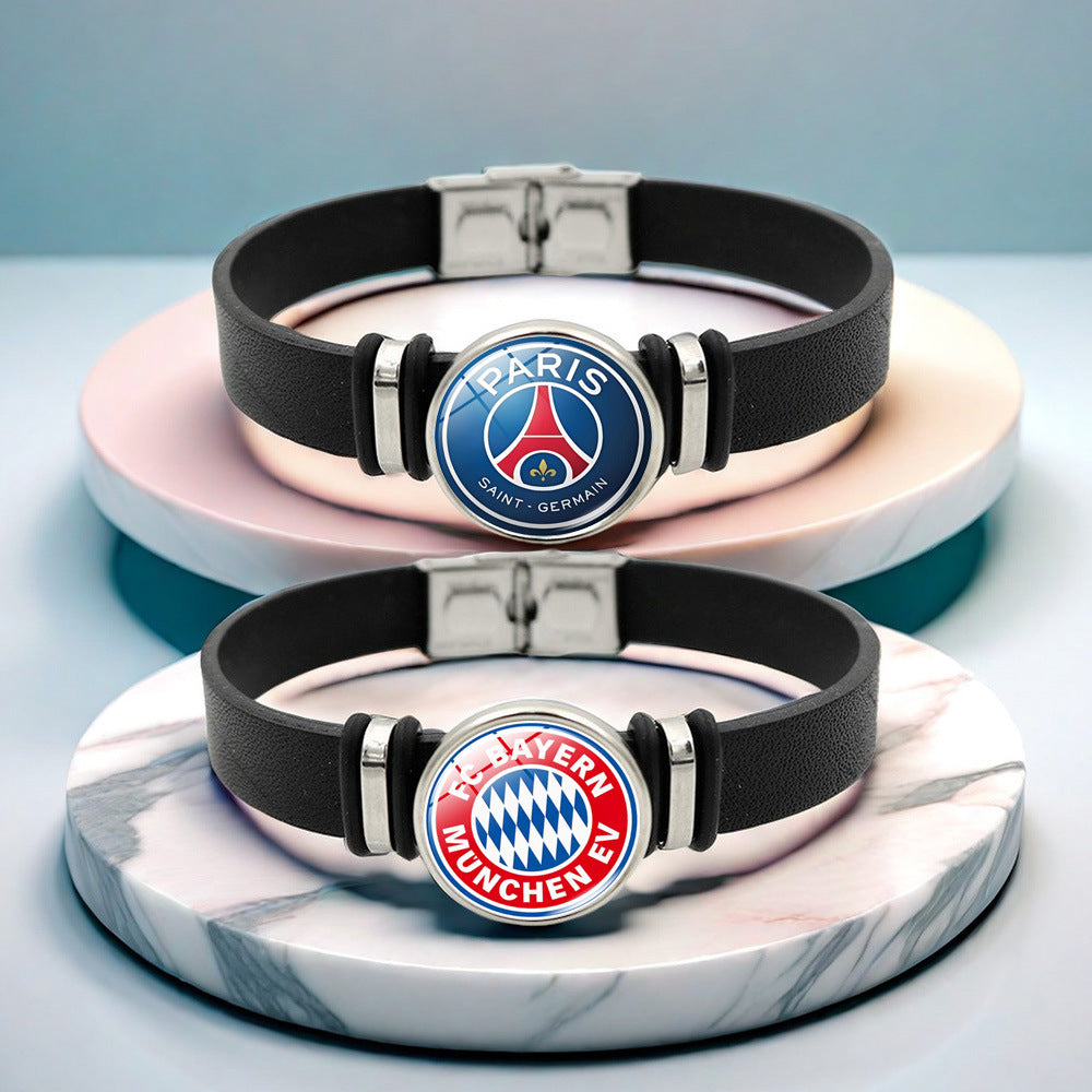 Football Club Snap Bracelet with Crystal Design