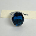 Oval Gemstone Open Ring with Crystal Design