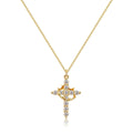 Women's Rotating Cross Crown Pendant Necklace