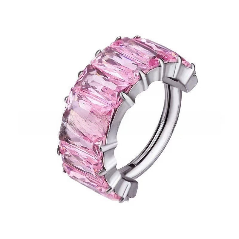 Titanium Alloy Rainbow Zircon Body Piercing Ring