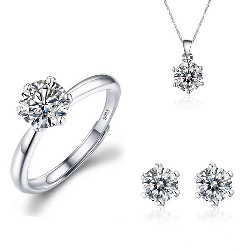 Imitation Moissanite Three-Piece Jewelry Set