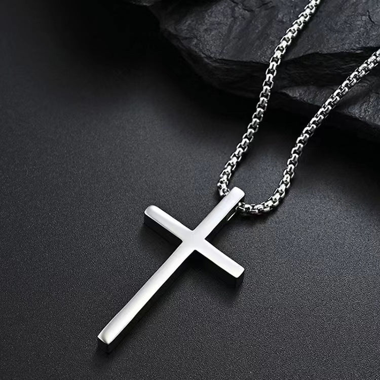Titanium Steel Cross Pendant Necklace