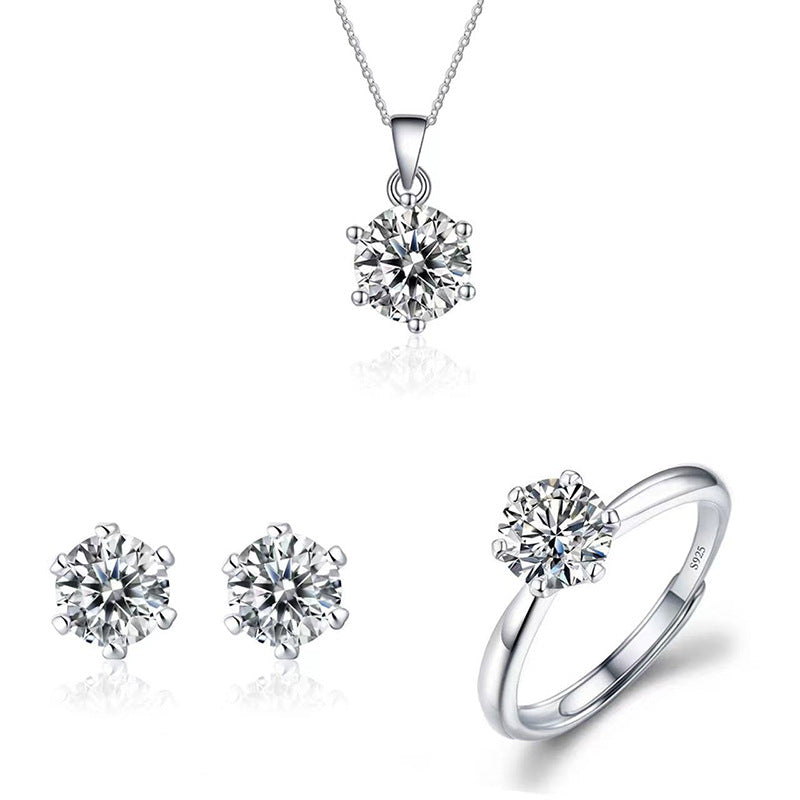 Imitation Moissanite Three-Piece Jewelry Set