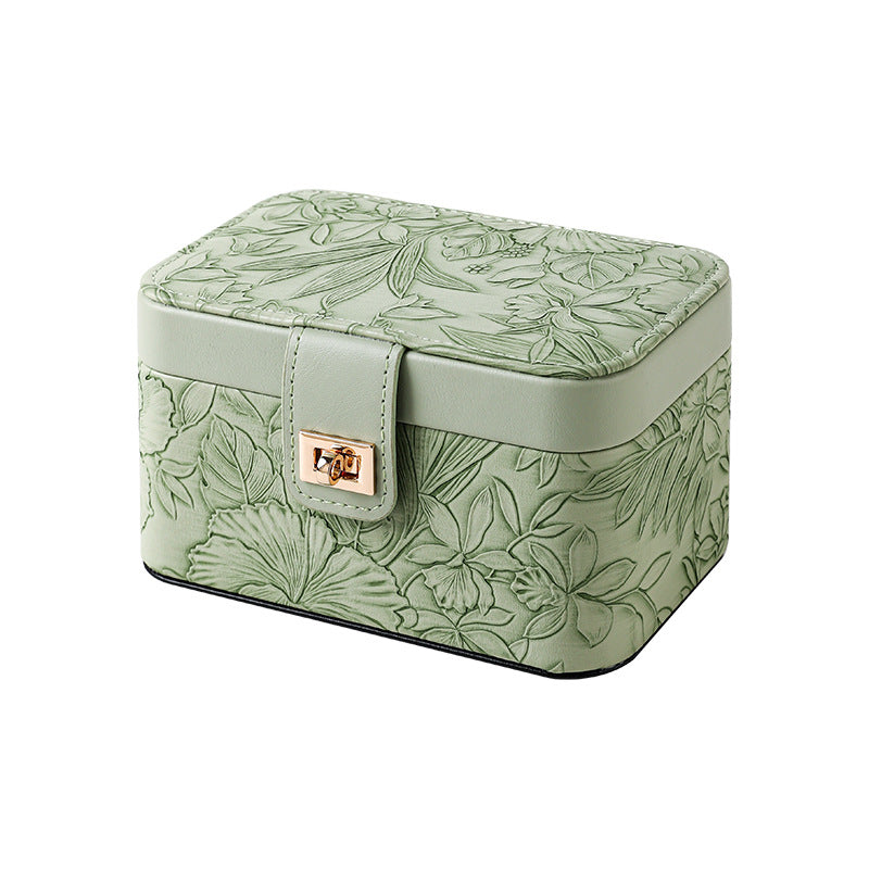 Leather Jewelry Storage Box with Double Layer