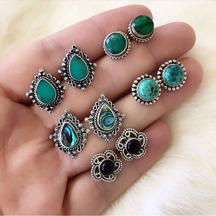 Vintage oval turquoise teardrop earrings