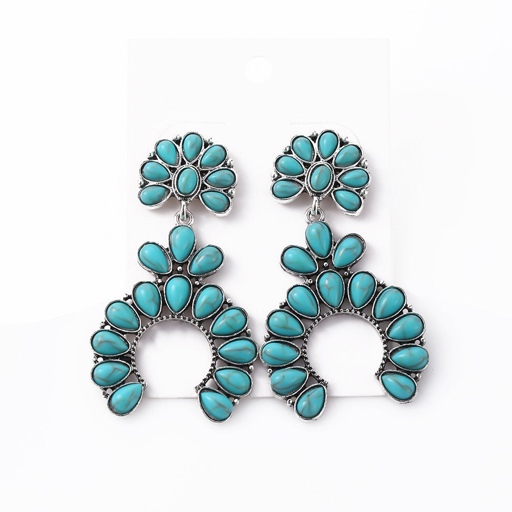 Vintage oval turquoise teardrop earrings