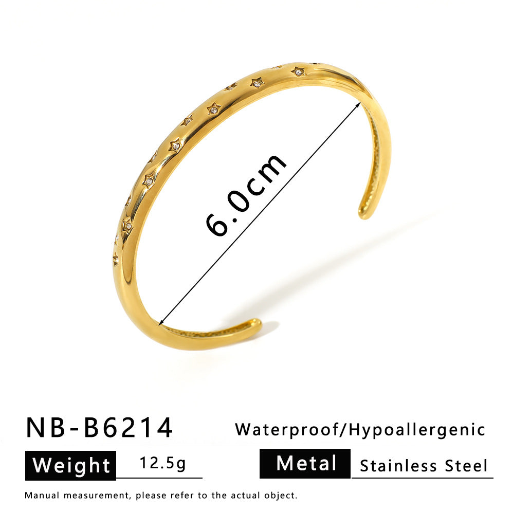Stainless Steel Diamond-encrusted Simple Bracelet