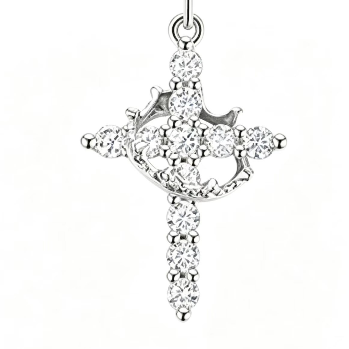 Women's Rotating Cross Crown Pendant Necklace